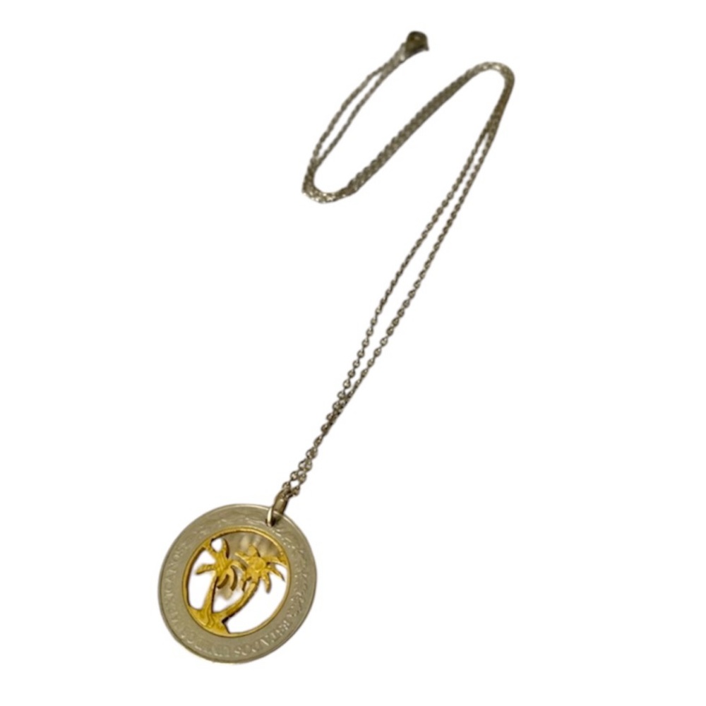 Silver & gold palm tree necklace